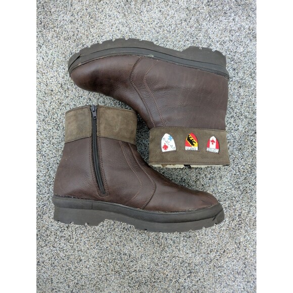 Pajar Canada Women's/ Men's Brown Leather  Tracker Side Zip Sherpa Lined Patches - Picture 4 of 11